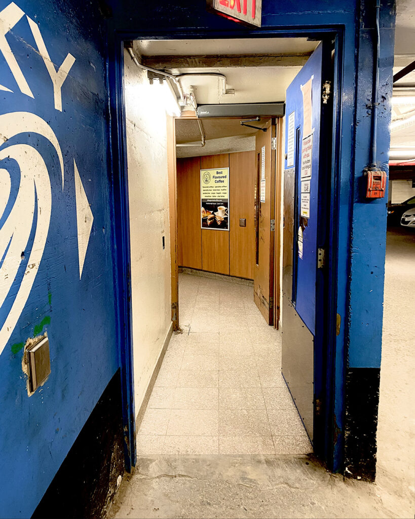 Underground parking entrance doors